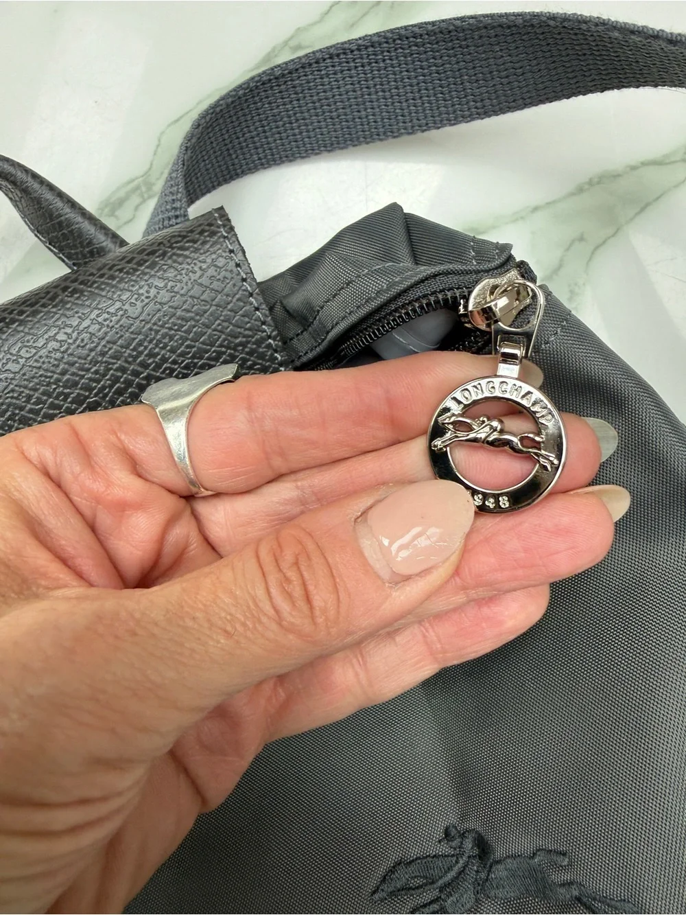 Longchamp Le Pliage “Green” Nylon Backpack – Graphite Gray (NWOT)